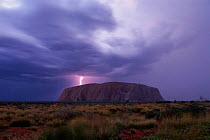 Lightning over Ayers Rock, Uluru NP, Northern Territory, Australia, desert