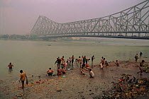 People bathing in the Ganges, Calcutta, West Bengal, India