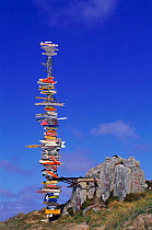 Landmark signpost, Port Stanley, East Falkland Island, Falkland Islands