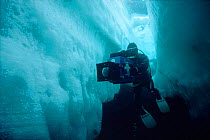 Doug Allan filming under sea ice in Lancaster Sound, Arctic Canada