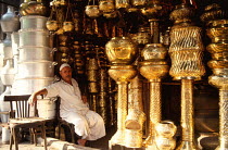 Brass stall in the bazaar, Cairo, Egypt