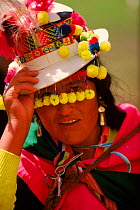 Quechua woman in traditional dress, Bolivia, South America.