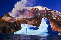 Iceberg in front of dormant volcano, Zavodovski Island, South Sandwich Island, Antarctica