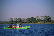 Tourists in canoes, Zambezi river, Zimbabwe.