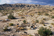 Rubbish / Garbage dumped in desert countryside. Riverside County, California, USA.