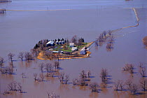 Aerial view of flooded land at Grand Forks North Dakota USA April 1997