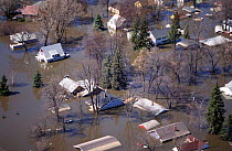 Aerial view of flooded town, Grand Forks, North Dakota USA April 1997