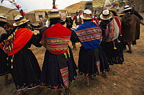 Quechua people dance at traditional wedding ceremony, Bolivia
