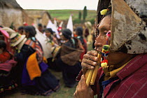 Quechua musician at traditional wedding ceremony, Bolivia