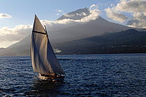 Traditional whale hunter in sailing boat, Pico Island, Azores, Portugal, Europe.