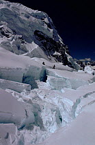Climbers in the Khumbu Icefall on Mount Everest, Nepal