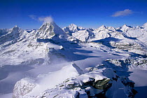 Aerial view of Matterhorn in the European Alps, near Zermatt, Switzerland