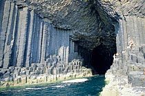 Entrance to Fingal's cave with basalt columns, Staffa,  Scotland UK