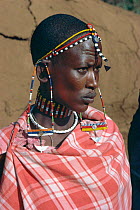 Maasai woman adorned with bead work. Rift Valley. Kenya, East-Africa