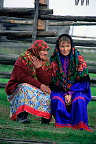 Mansi women in traditional dress, Siberia, Russia