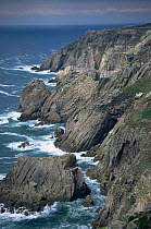Rocky headland on west coast of Lundy island, Devon, UK
