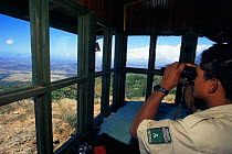 Fire prevention team in lookout above tropical dry forest, Guanacaste, Costa Rica