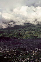 Aerial view of Kibumba refugee camp for Rwandan Hutu refugees, Virunga NP, Democratic Republic of Congo, 1994