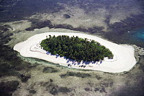 Aerial view of Alphonse island, coral atoll surrounded by coral reef, Seychelles, Indian Ocean