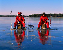 Traditional method of fishing through ice, Sweden