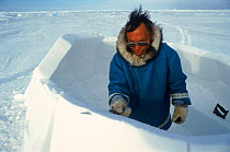Man building an igloo, Baffin Island, Canadian Arctic Islands. Sequence