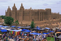 Jenne mosque with market in foreground, Mali, West Africa