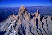 Aerial view of mountain range in Torres Del Paine NP, Chile, South America
