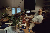 Andrew Chastney, editor, in Avid editing suite working on The Natural World, BBC Bristol