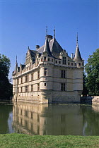 Azay le Rideau chateau reflected in moat, France