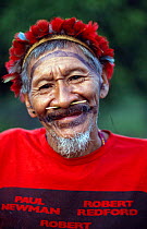Portrait of Chief of Arara people Pipot Xingu River, Amazon Basin Brazil