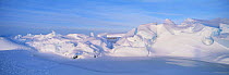 Antarctic snowy landcape with Emperor penguin colony Weddell sea Dawson-Lambton glacier