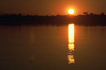 Sunset over Rio Negro river, Amazonia, Brazil