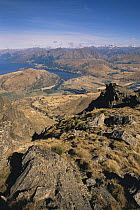 View of Queenstown, from top of mountain, New Zealand