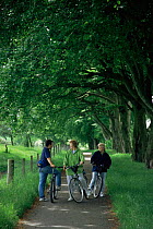 Cyclists on cycle path Scotland, UK