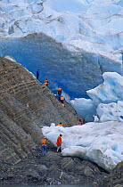 Tourists viewing Grey glacier, Torres del Paine NP, Chile