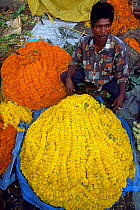 Flower market Hoogli river, Calcutta West Bengal, India -