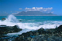 Table mountain seen from Bloubergstrand, Cape Town, South Africa.