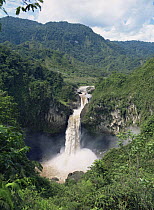 Aerial view of San Rafael falls, Rio Quijos, Ecuador