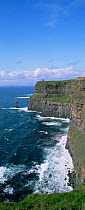 Panoramic view of Cliffs of Moher, County Clare, Republic of Ireland.