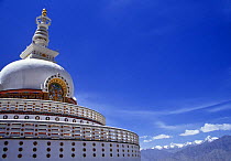 Shanti stupa, a Buddhist Peace Pagoda in Leh, Ladakh, North India