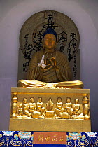 Shanti stupa, Buddhist image depicting "enlightenment of Buddha", Leh, Ladakh, North India