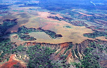 Aerial view of western Madagascr showing deforestation and soil erosion