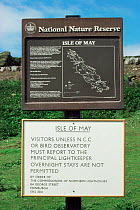 Isle of May NNR noticeboard Scotland, UK