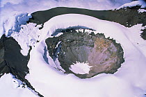 Aerial view of Cotopaxi volcano crater, covered in snow, Ecuador, South America 2000