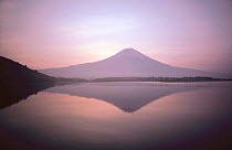Mount Fuji reflected in lake, Japan