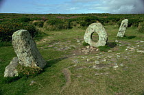 Men an Tol (Holed stone) Bronze age monument, Cornwall, UK