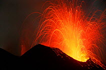 Stromboli volcano erupting, Italy