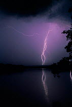 Lightning over Dzanga river at night, Central African Republic