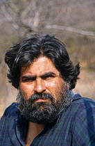 Valmik Thapar, presenter of BBC television series Land of the Tiger, 1997, in Ranthambhore NP, Rajasthan, India