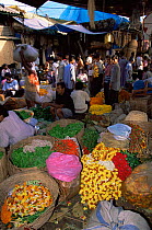 People selling wares in flower market Calcutta, West Bengal, India